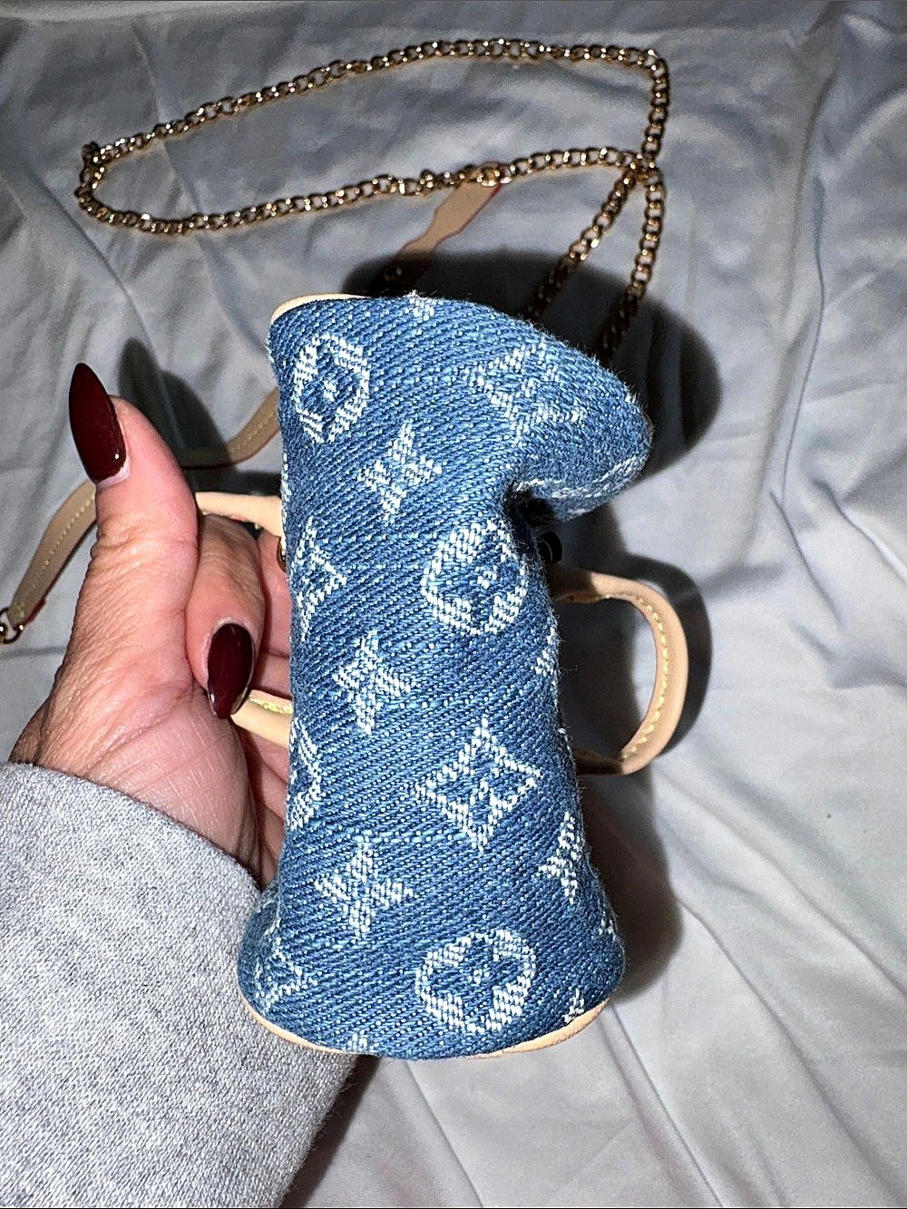 Inspired by micro Bag Denim Blue & Tan - Picture 5 of 9